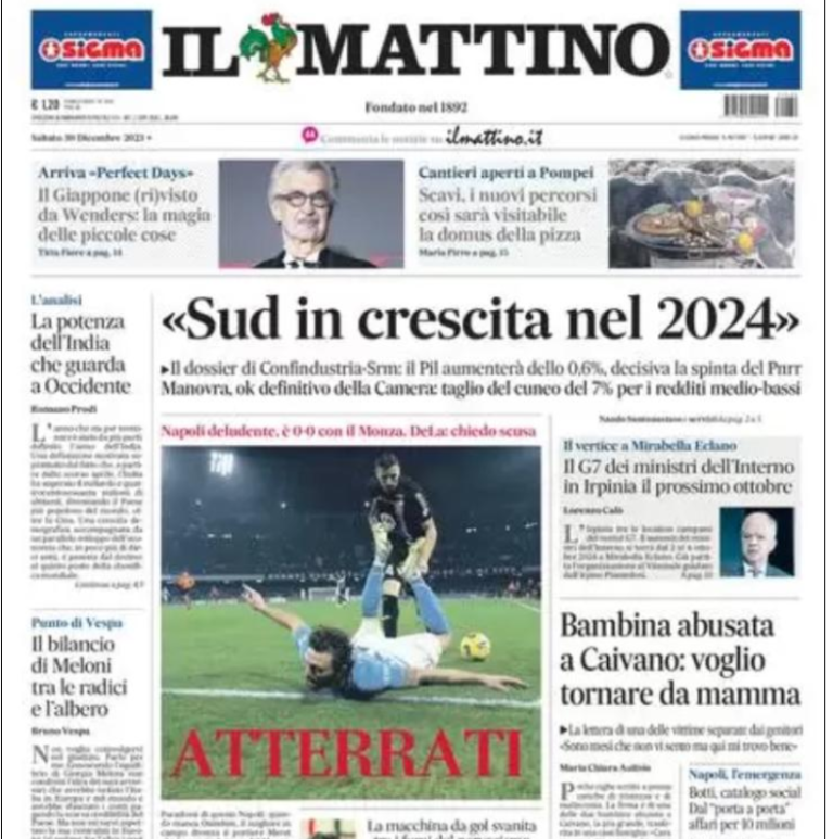 Il Mattino: “La macchina del gol svanita tra i fumi del nervosismo”