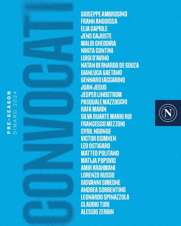 Napoli, i convocati per il ritiro di Dimaro