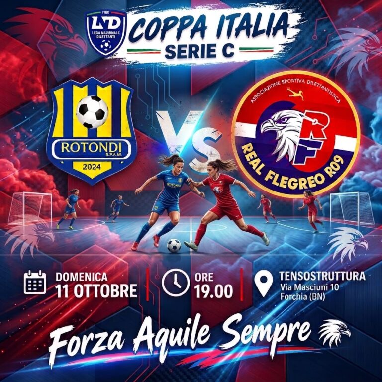 COPPA ITALIA, IL REAL FLEGREO VUOLE PARTIRE COL PIEDE GIUSTO: DOMENICA LA SFIDA ALLA ROTONDI WOMAN